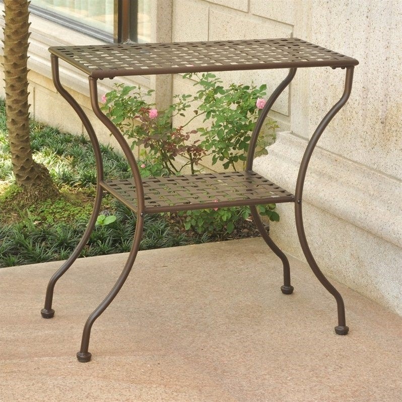 International Caravan Mandalay Iron Patio Wall Table in Matte Brown