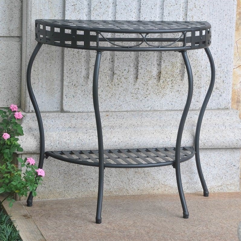 International Caravan Santa Fe Iron Patio Console Table in Black