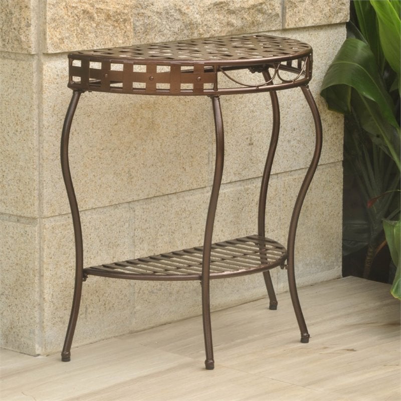 International Caravan Santa Fe Iron Patio Console Table in Bronze