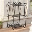International Caravan Santa Fe 3 Tier Iron Plant Shelf in Black