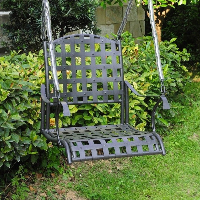 International Caravan Santa Fe Iron Patio Swing in Antique Black