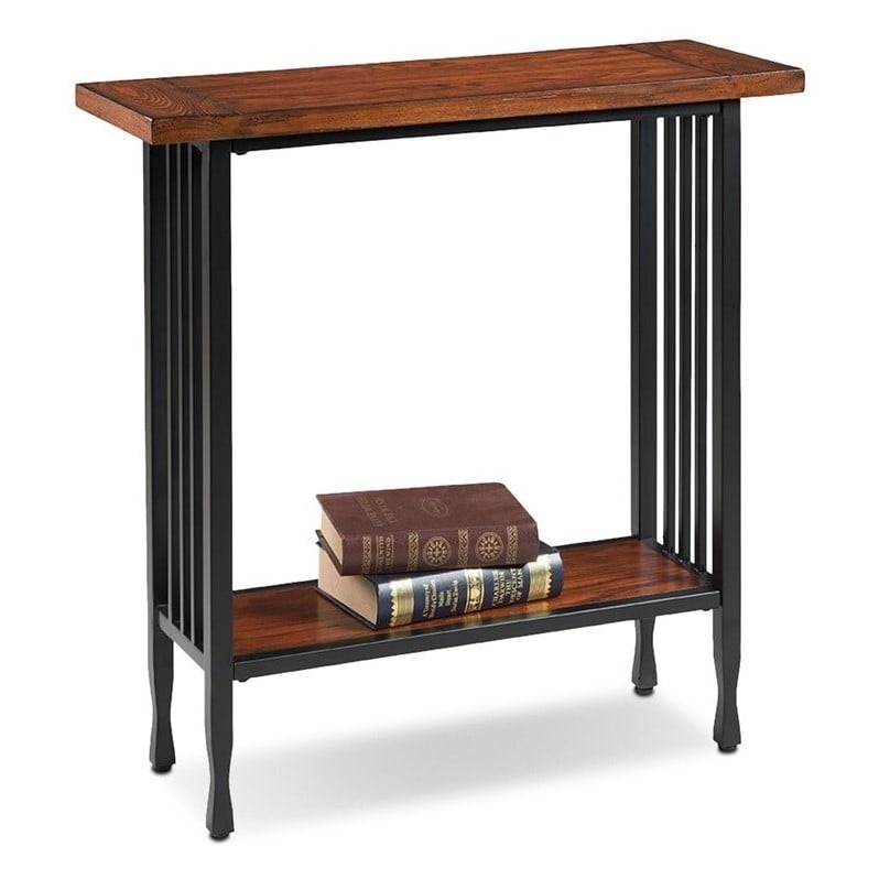Leick Ironcraft Wood Console Table in Burnished Oak