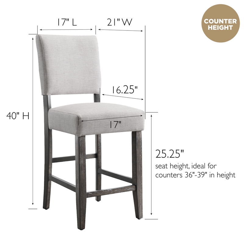 Leick Favorite Finds Wood Upholstered Back Counter Stool Set in Heather Gray