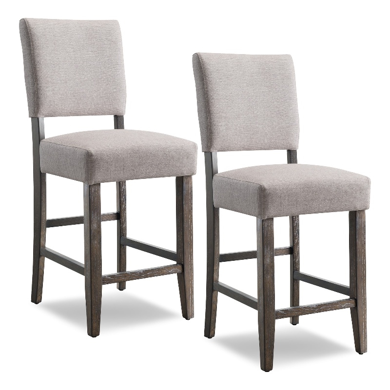 Leick Favorite Finds Wood Upholstered Back Counter Stool Set in Heather Gray