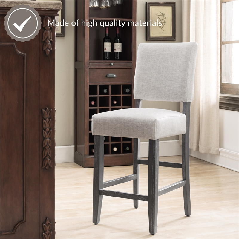 Leick Favorite Finds Wood Upholstered Back Counter Stool Set in Heather Gray