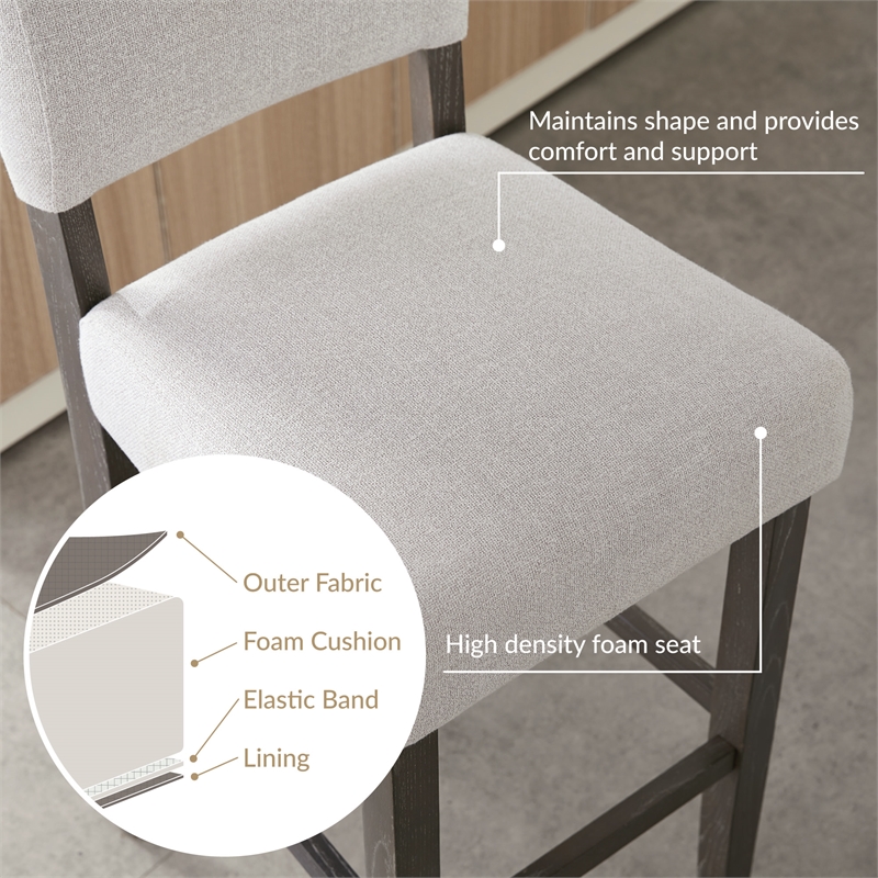 Leick Favorite Finds Wood Upholstered Back Counter Stool Set in Heather Gray