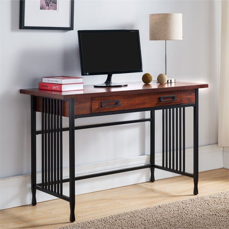 Leick Ironcraft Computer Desk in Mission Oak