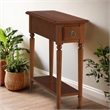 Leick Coastal10 in. Solid Wood Narrow Side Table with Drawer Shelf Pecan Brown