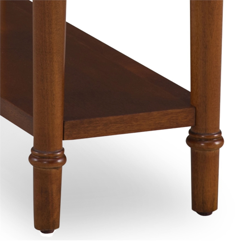 Leick Coastal10 in. Solid Wood Narrow Side Table with Drawer Shelf Pecan Brown