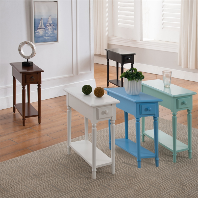 Leick Coastal Notions Wood End Table with Shelf in Orchid White