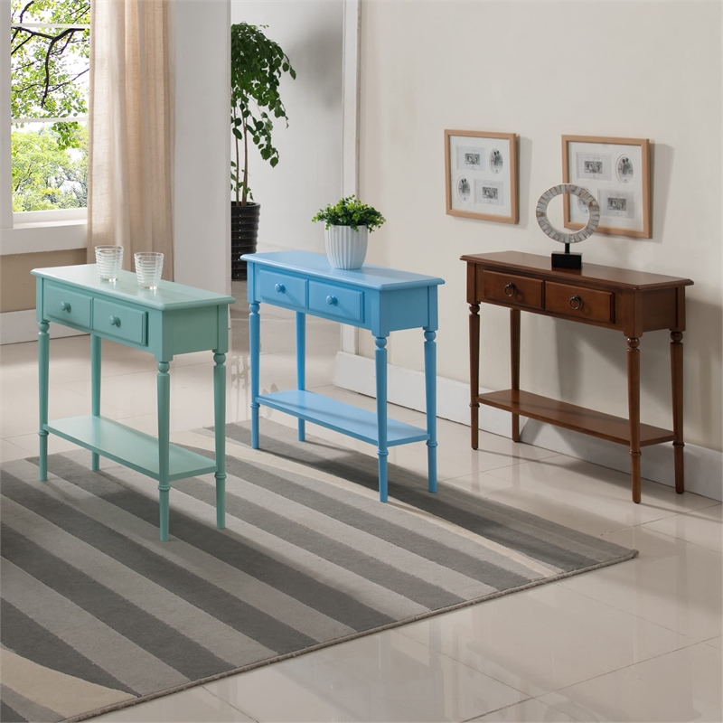 Leick Coastal Notions 1 Drawer Wood Console Table with Shelf in Oak