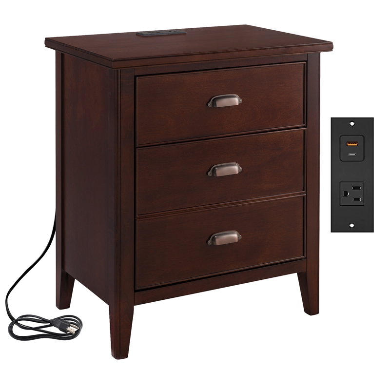 Laurent with USB-C Fast Charging Station and AC/USB Outlet in Chocolate Cherry