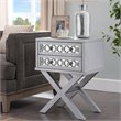 Leick Furniture Solid Wood 2 Drawer Diamond Mirrored Accent End Table in Silver
