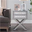 Leick Furniture Solid Wood 2 Drawer Diamond Mirrored Accent End Table in Silver