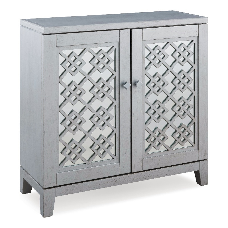 Leick Diamond Mirrored Wood Console Table in Silver Leaf
