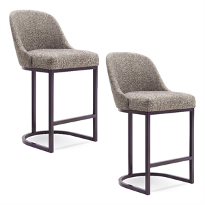 Leick Favorite Finds Barrel Back Metal Counter Stool Set in Gray/Espresso