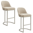 Leick Favorite Finds Barrel Back Metal Bar Stool Set in Oatmeal/Off White
