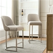 Leick Favorite Finds Barrel Back Metal Bar Stool Set in Oatmeal/Off White