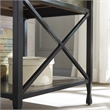 Leick Furniture Chisel & Forge X-Design Wood and Metal End Table in Smoky Gray Oak