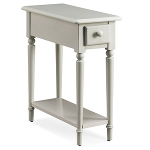 Leick Home Coastal 10&quot Solid Wood Narrow Side Table with Drawer and Shelf Greige