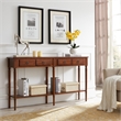 Leick Home Coastal Notions Wood Double Hall Console Table in Rich Pecan Brown