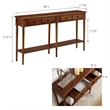 Leick Home Coastal Notions Wood Double Hall Console Table in Rich Pecan Brown