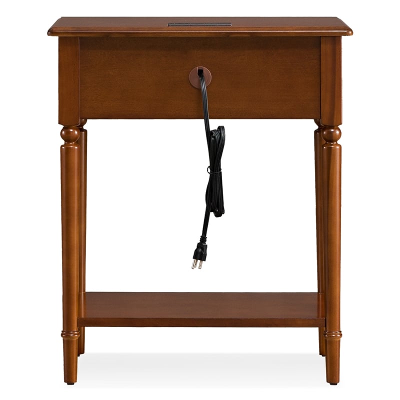 Leick Home Coastal Notions Wood Nightstand with AC/USB Charger in Oak