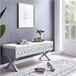 Leick Home Favorite Finds Linen Fabric Upholstered X-Base Bedroom Bench