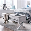 Leick Home Favorite Finds Linen Fabric Upholstered X-Base Bedroom Bench