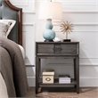 Leick Home Recessed Drawer Nightstand with Top AC/USB Charger in Oak