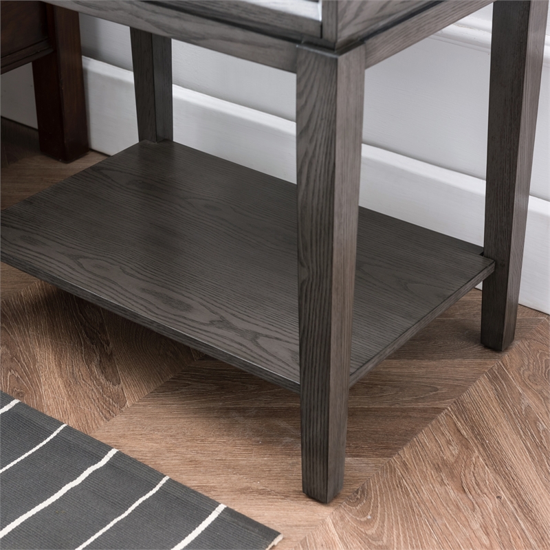 Leick Home Recessed Drawer Nightstand with Top AC/USB Charger in Oak