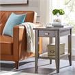 Leick Home Laurent Solid Wood Drawer End Table in Smoke Gray
