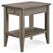 Leick Home Laurent Solid Wood Drawer End Table in Smoke Gray