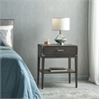 Beckett Wood Drawer Nightstand Table with AC/USB Charger in Gray