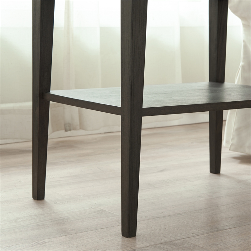 Beckett Wood Drawer Nightstand Table with AC/USB Charger in Gray