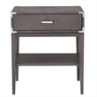 Beckett Wood Drawer Nightstand Table with AC/USB Charger in Gray