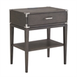 Beckett Wood Drawer Nightstand Table with AC/USB Charger in Gray