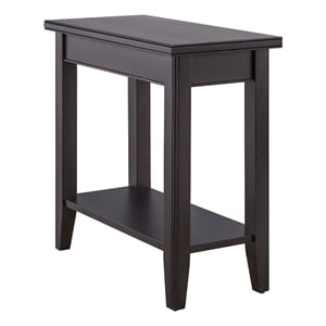 Leick Home 10505-BK Laurent Narrow Wood End Table with Shelf in Black