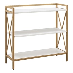 Leick Home 9261-WTGL Claudette Mixed Metal and Wood Bookshelf in White/Gold