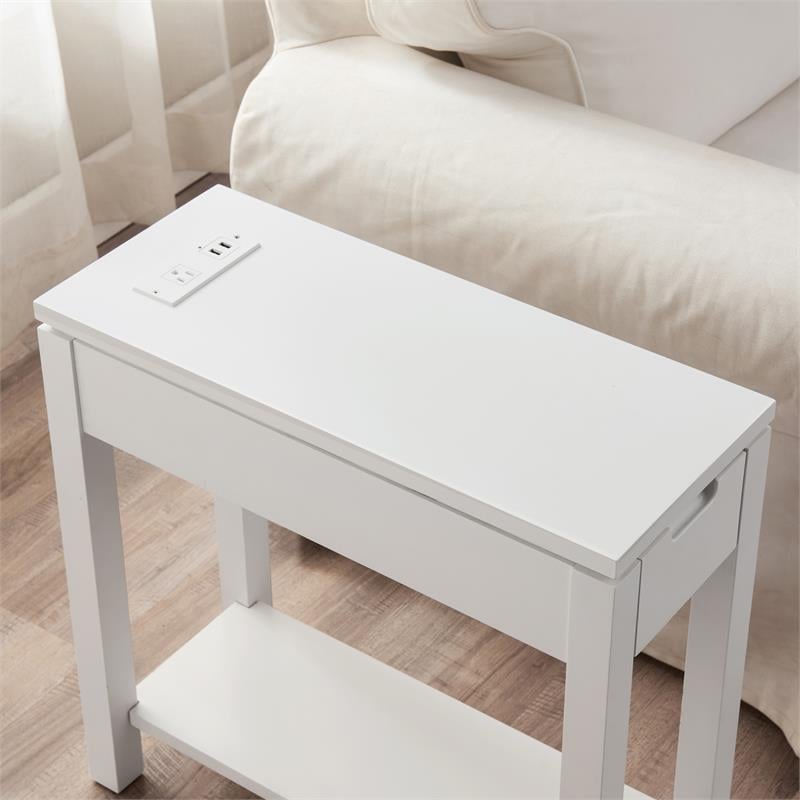 Leick Home Wood Mission Impeccable Locking Drawer Side Table in Medium Oak