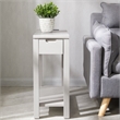 Leick Furniture Cade Solid Wood End Table with Drawer and AC/USB Outlet in Gray