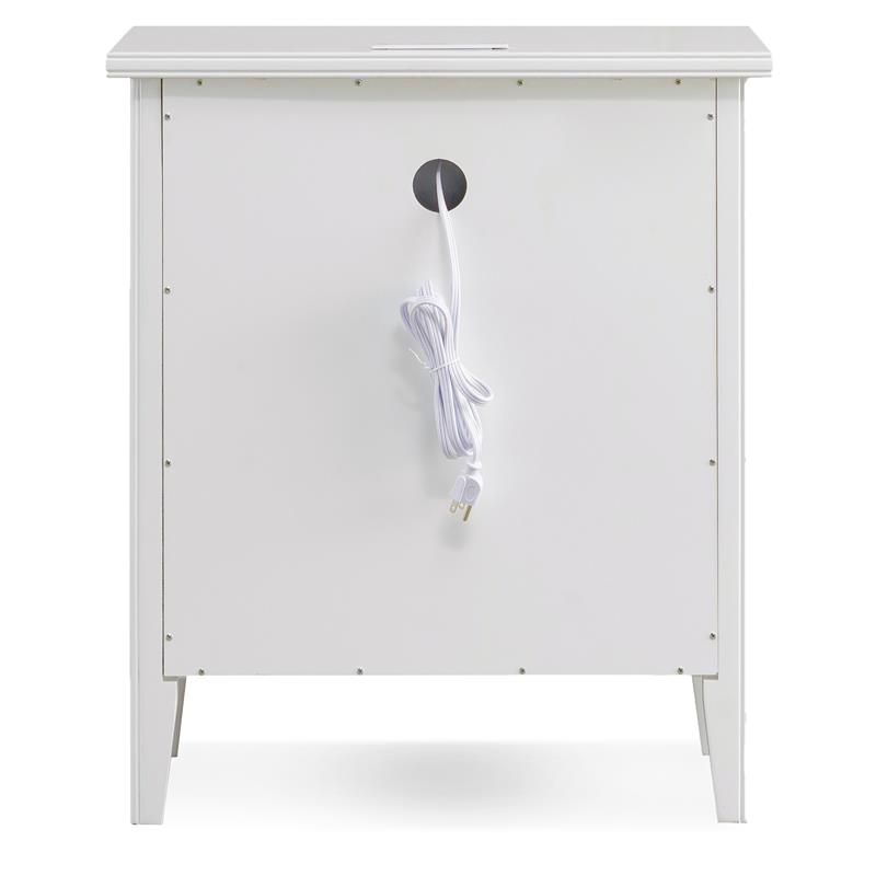 Laurent Wood Nightstand with Drawer/Door Storage & AC/USB Outlet in White