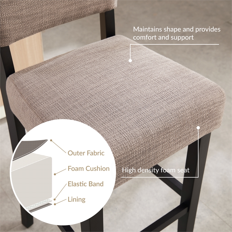 Leick Favorite Finds Wood Upholstered Back Counter Stool Set in Black and Gray