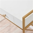 9240-WTGL Claudette Desk with Drop Front Keyboard Drawer in White/Satin Gold
