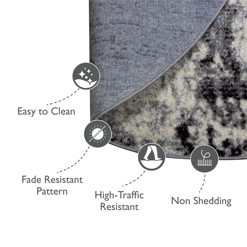 596379 Allerick Vintage Monochromatic Abstract Gray Area Rug 5'3