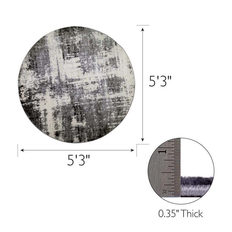 596379 Allerick Vintage Monochromatic Abstract Gray Area Rug 5'3