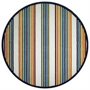 Leick Home 595041 Blithe Colorful Line Indoor Outdoor Area Rug Round 5'3&quot