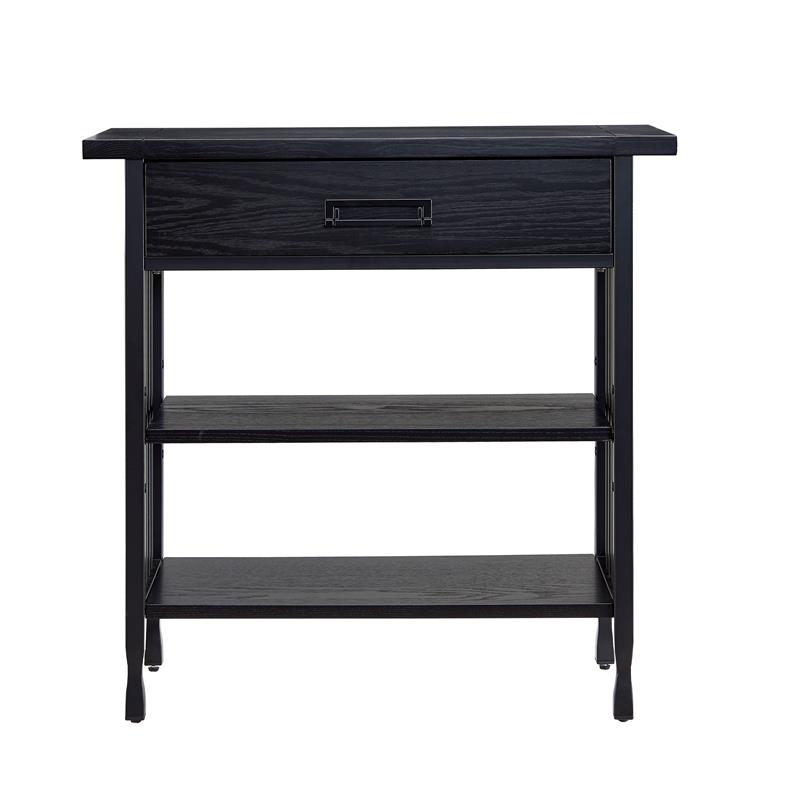 Leick Home 11261-BK Ironcraft Foyer Bookcase with Drawer Storage - Black Wash