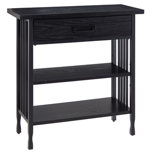 Leick Home 11261-BK Ironcraft Foyer Bookcase with Drawer Storage - Black Wash