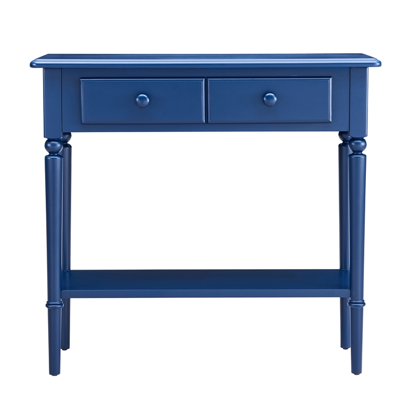 LEICK HOME Coastal Hall Console Wooden Table with Drawer Storage - Navy Blue